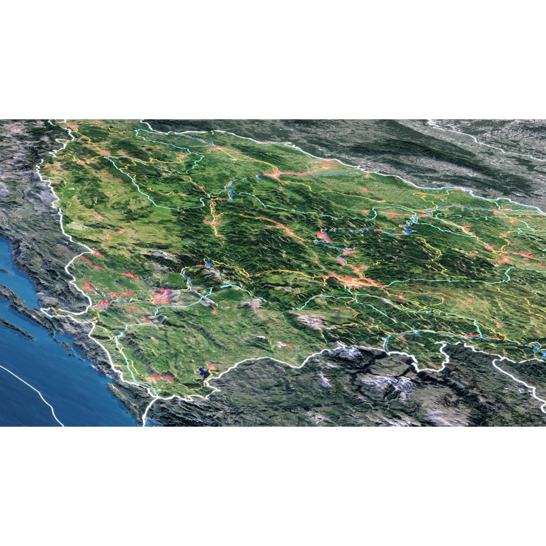 Bosnia And Herzegovina Map 3D Model – Realistic Terrain, 10K PBR Textures - View 6