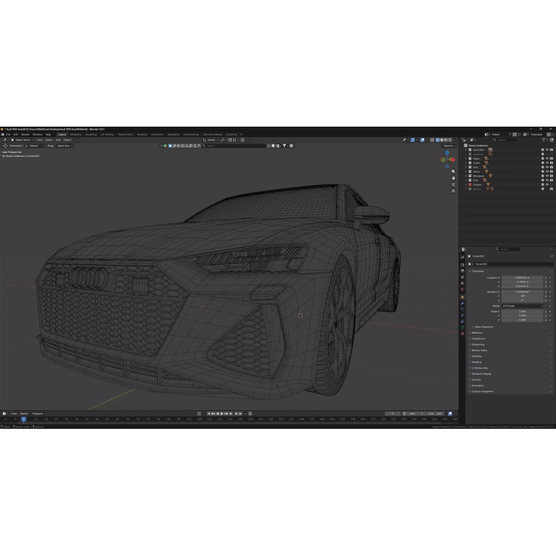 Audi RS6-Style Performance Wagon 3D Model – High Poly Game Asset, Blender & FBX