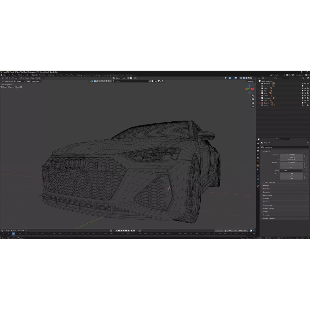 Audi RS6-Style Performance Wagon 3D Model – High Poly Game Asset, Blender & FBX - View 12
