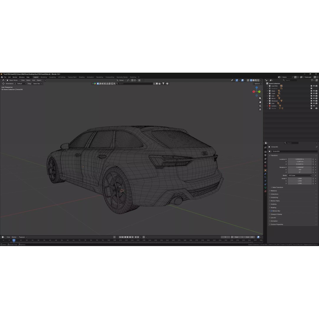 Audi RS6-Style Performance Wagon 3D Model – High Poly Game Asset, Blender & FBX - View 13