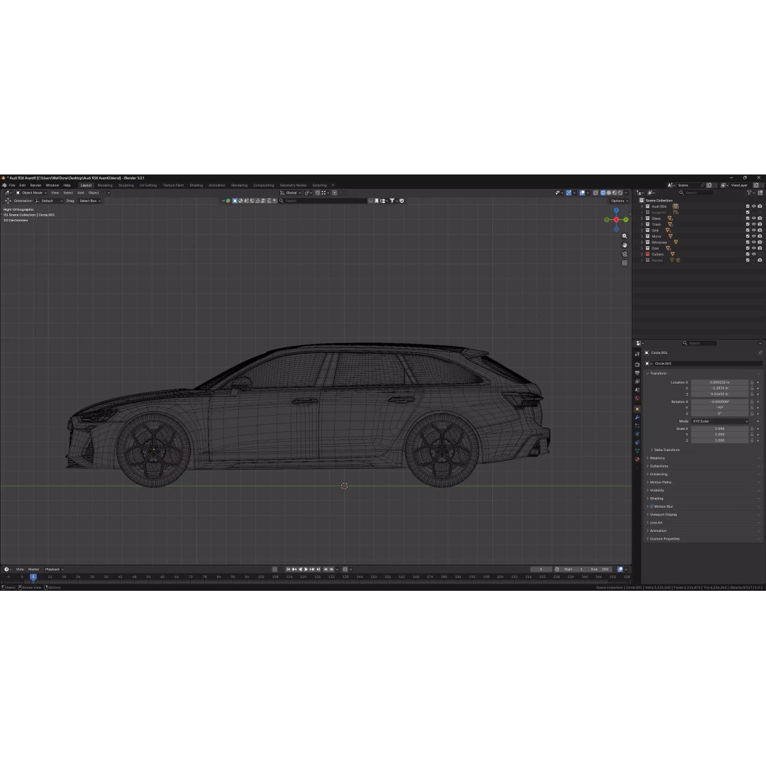 Audi RS6-Style Performance Wagon 3D Model – High Poly Game Asset, Blender & FBX - View 14