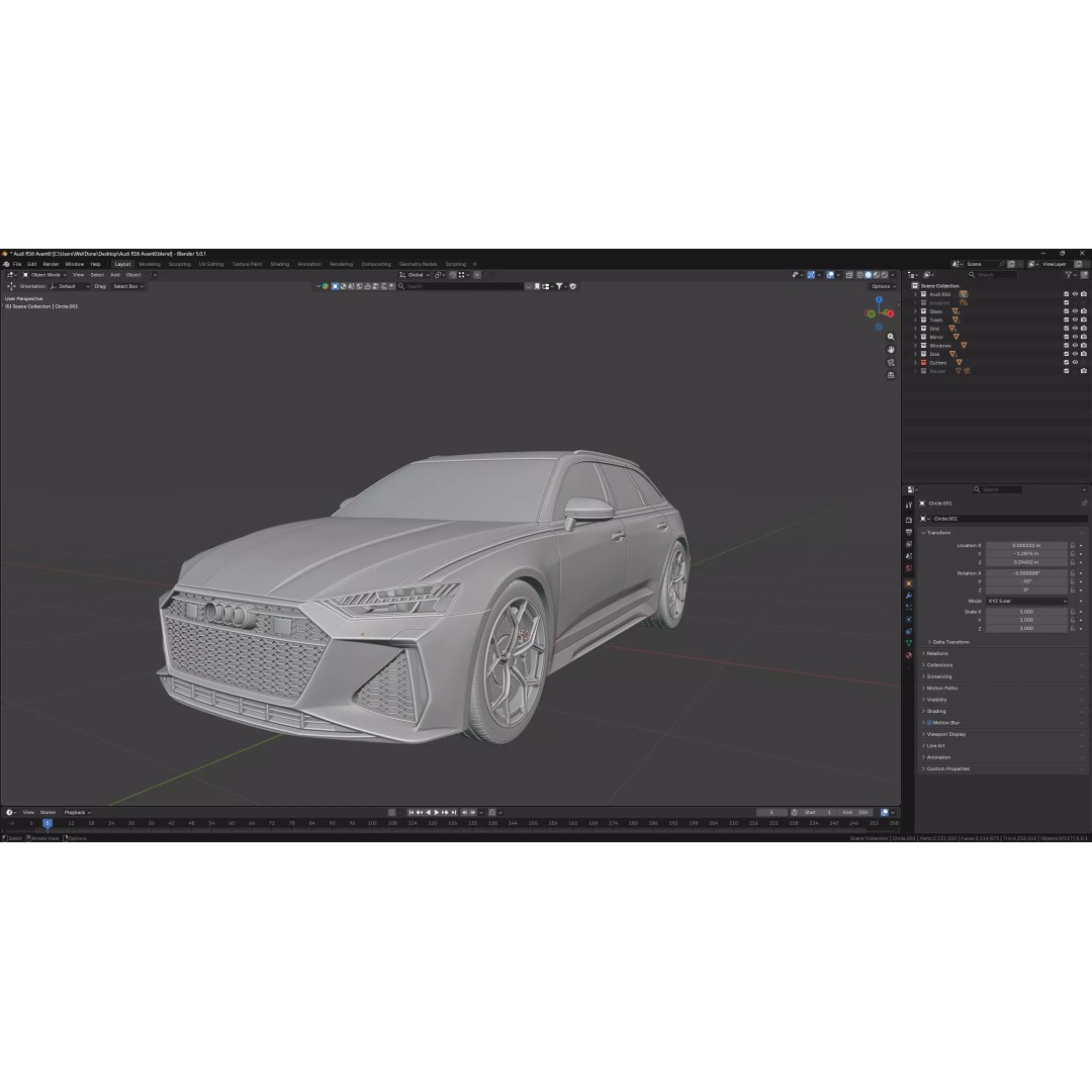 Audi RS6-Style Performance Wagon 3D Model – High Poly Game Asset, Blender & FBX - View 17