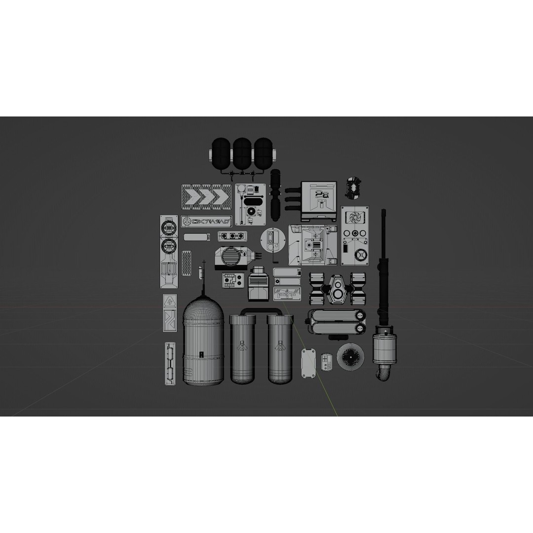 Star Wars Panels 3D Model – Detailed Decoration Pack, FBX & OBJ - View 3