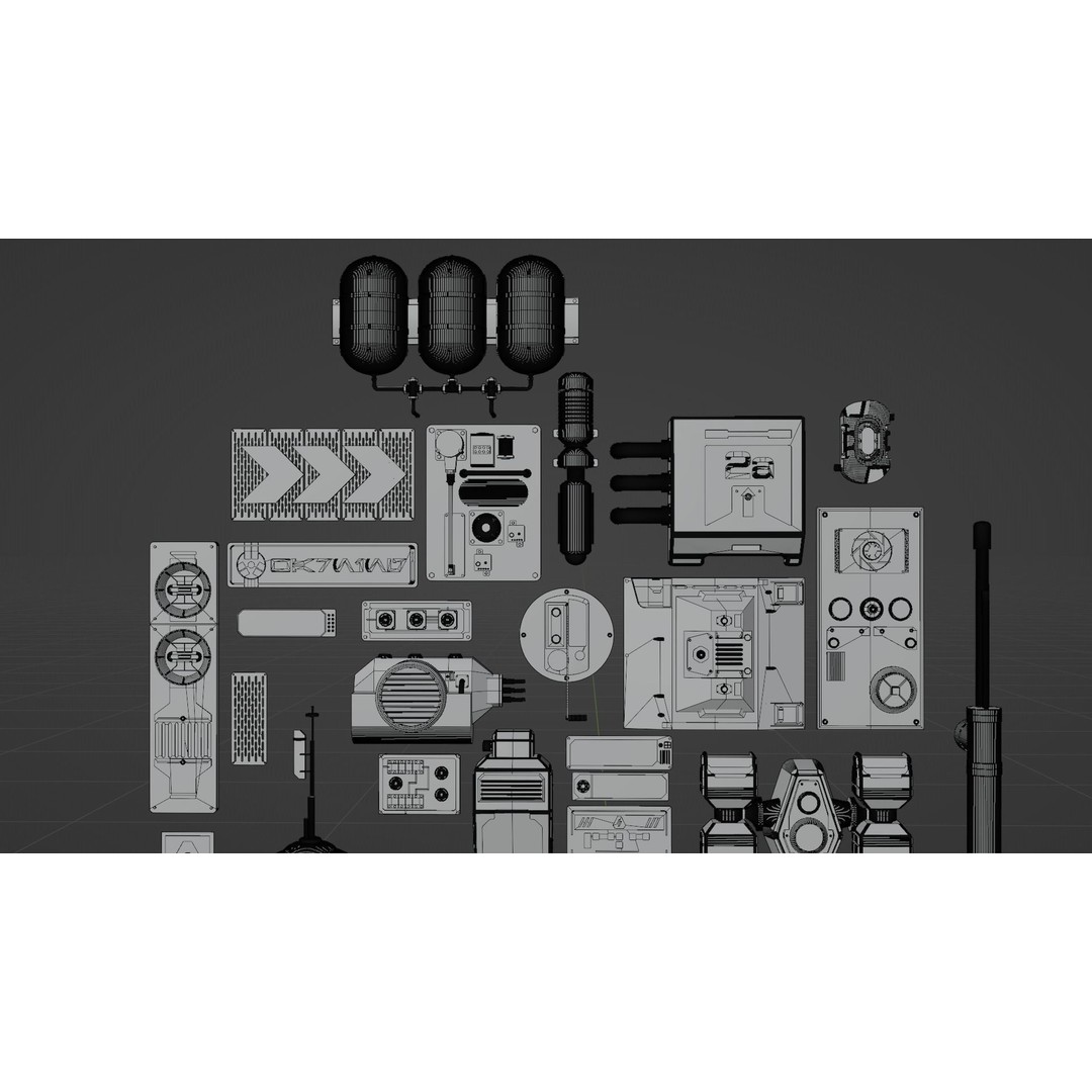 Star Wars Panels 3D Model – Detailed Decoration Pack, FBX & OBJ - View 5