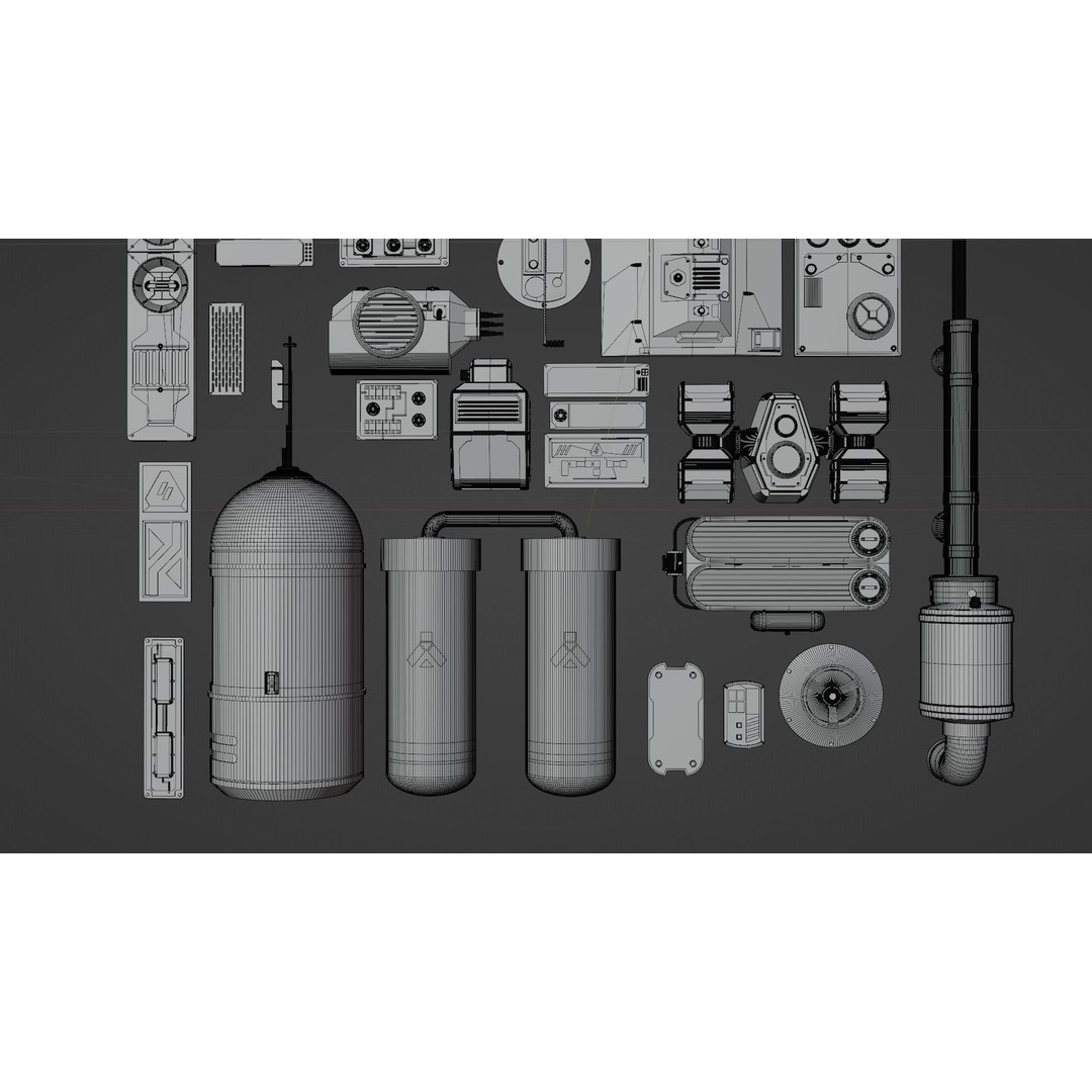 Star Wars Panels 3D Model – Detailed Decoration Pack, FBX & OBJ - View 7
