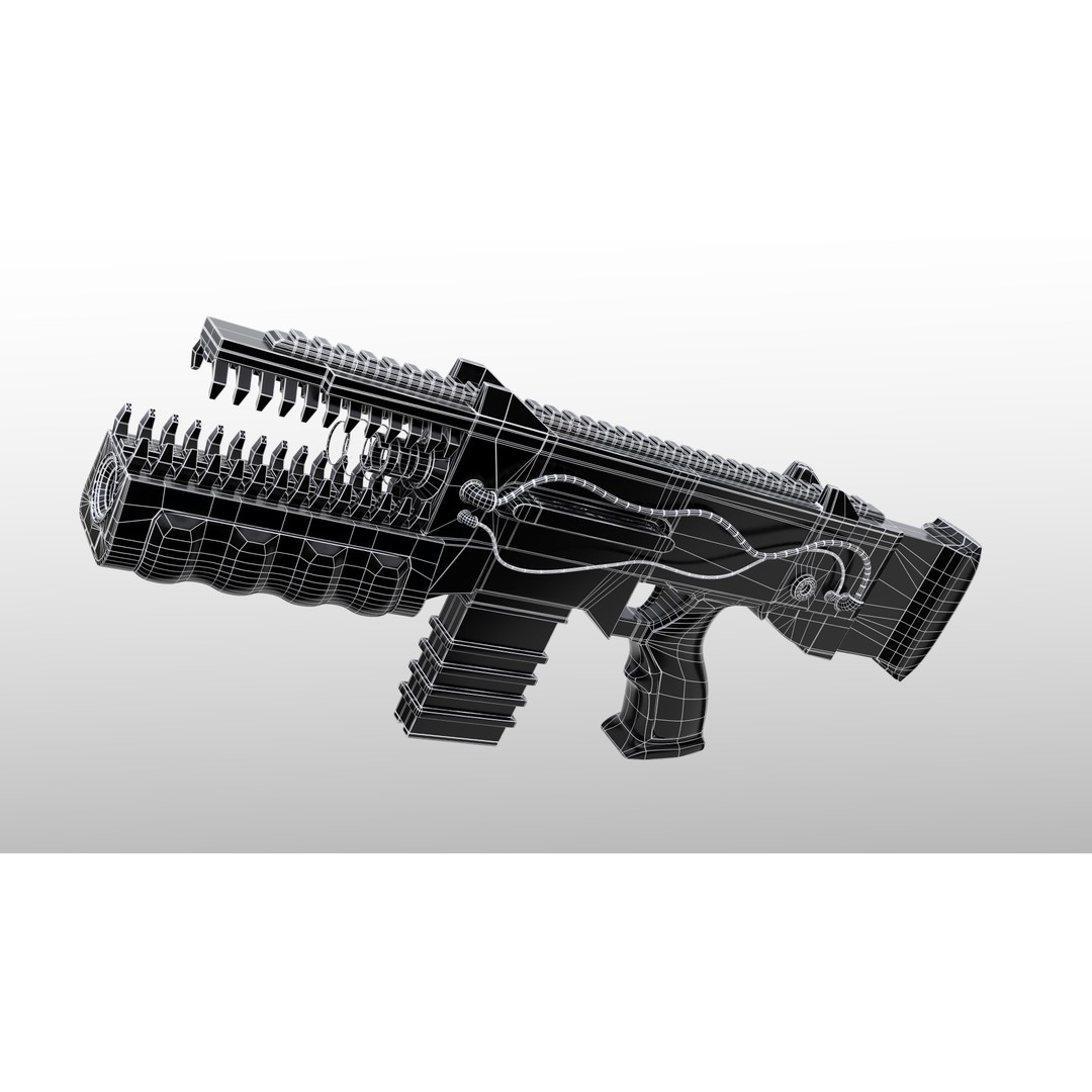 Space Cannon 3D Model – Low Poly Futuristic Weapon, FBX, Game Ready