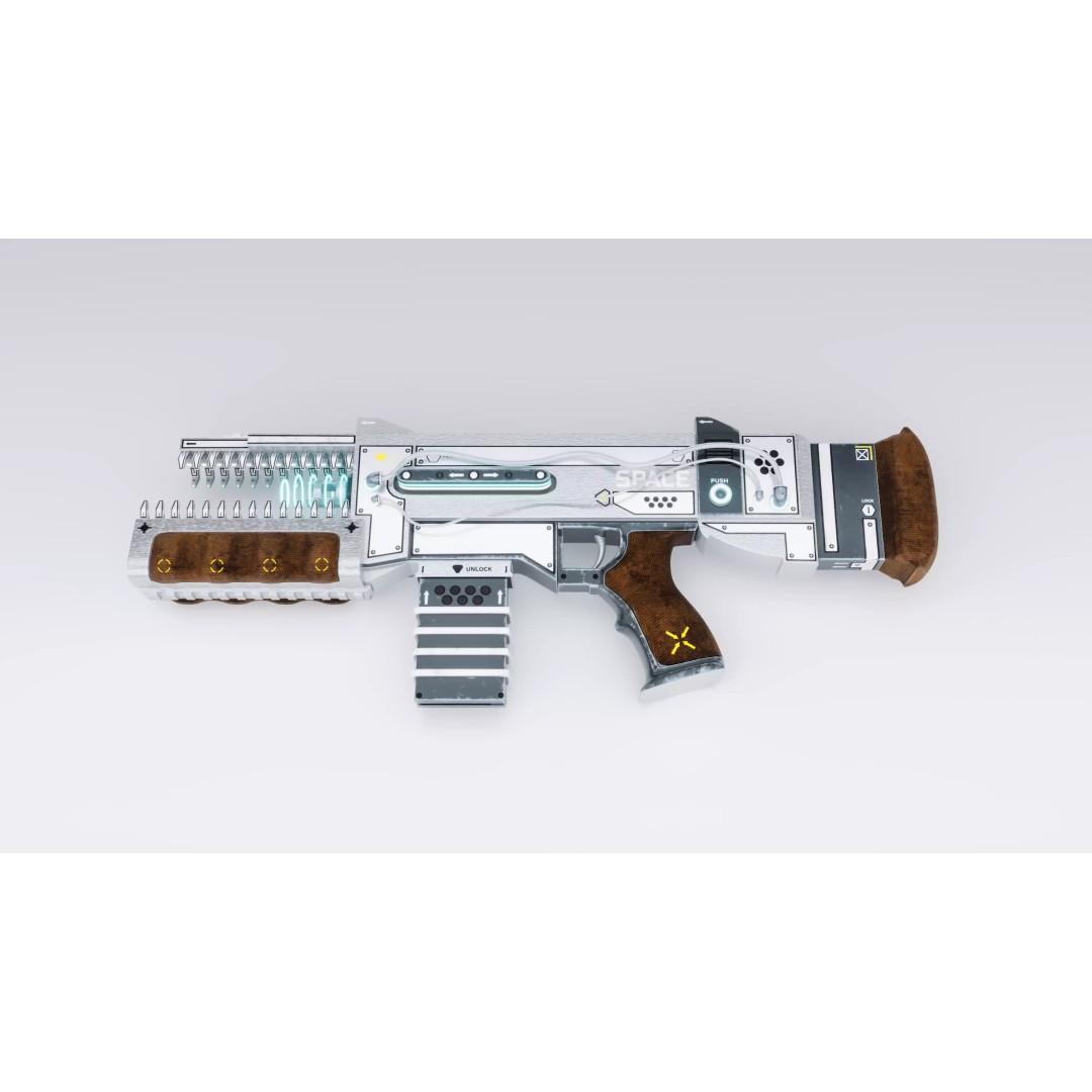 Space Cannon 3D Model – Low Poly Futuristic Weapon, FBX, Game Ready - View 2