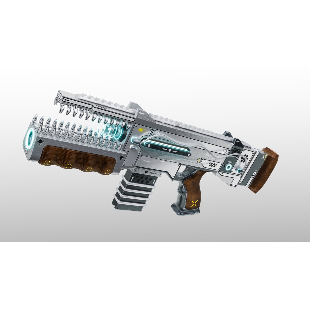 Space Cannon 3D Model – Low Poly Futuristic Weapon, FBX, Game Ready - View 5