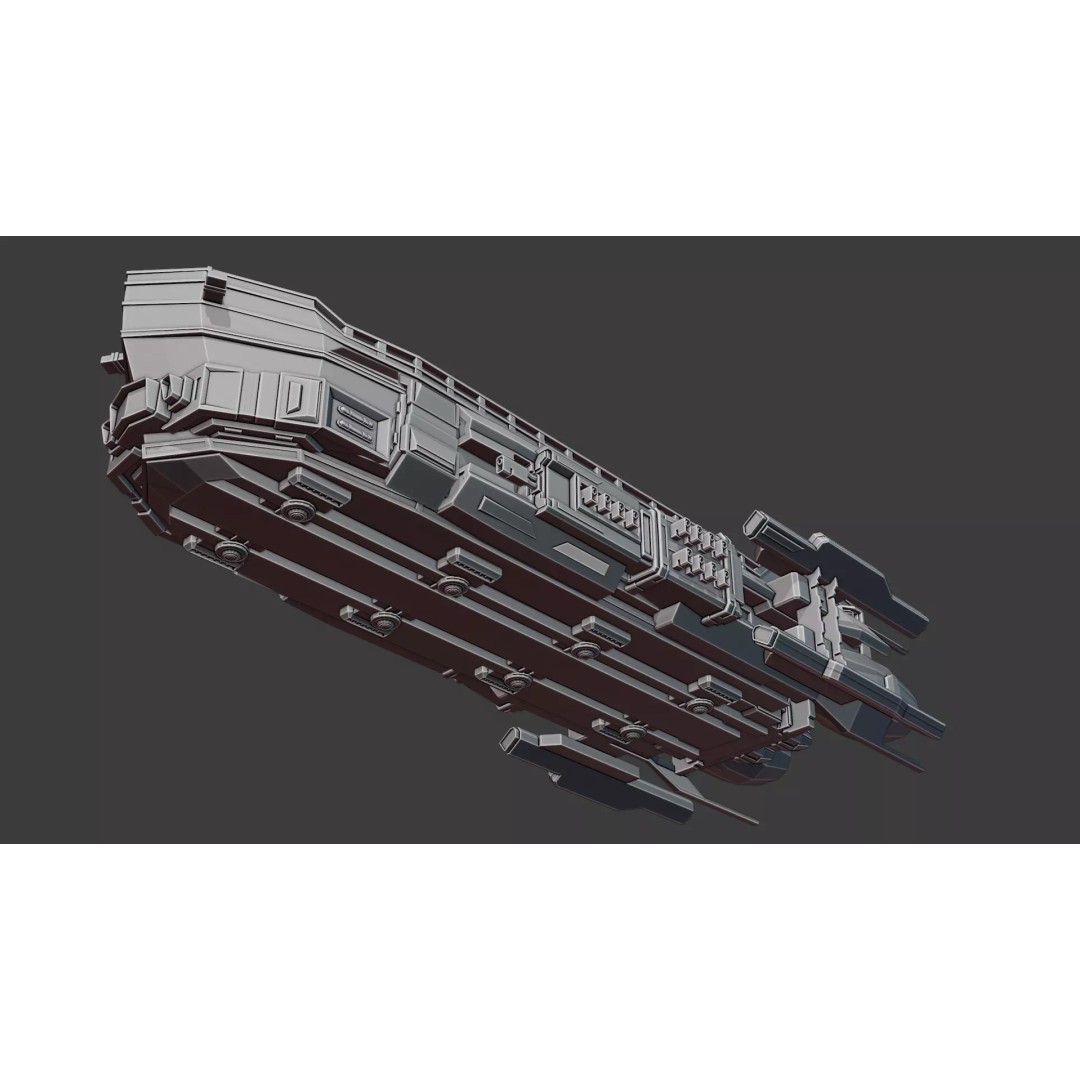 Stylized Sci-fi Pirate Ship 3D Model – Low Poly Modular Game Asset, FBX - View 10