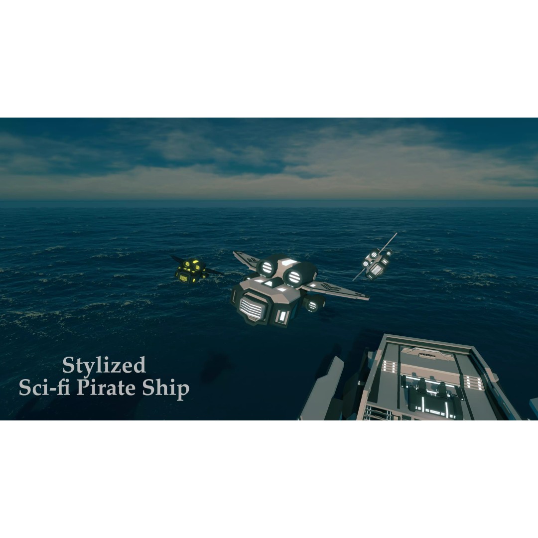 Stylized Sci-fi Pirate Ship 3D Model – Low Poly Modular Game Asset, FBX - View 7