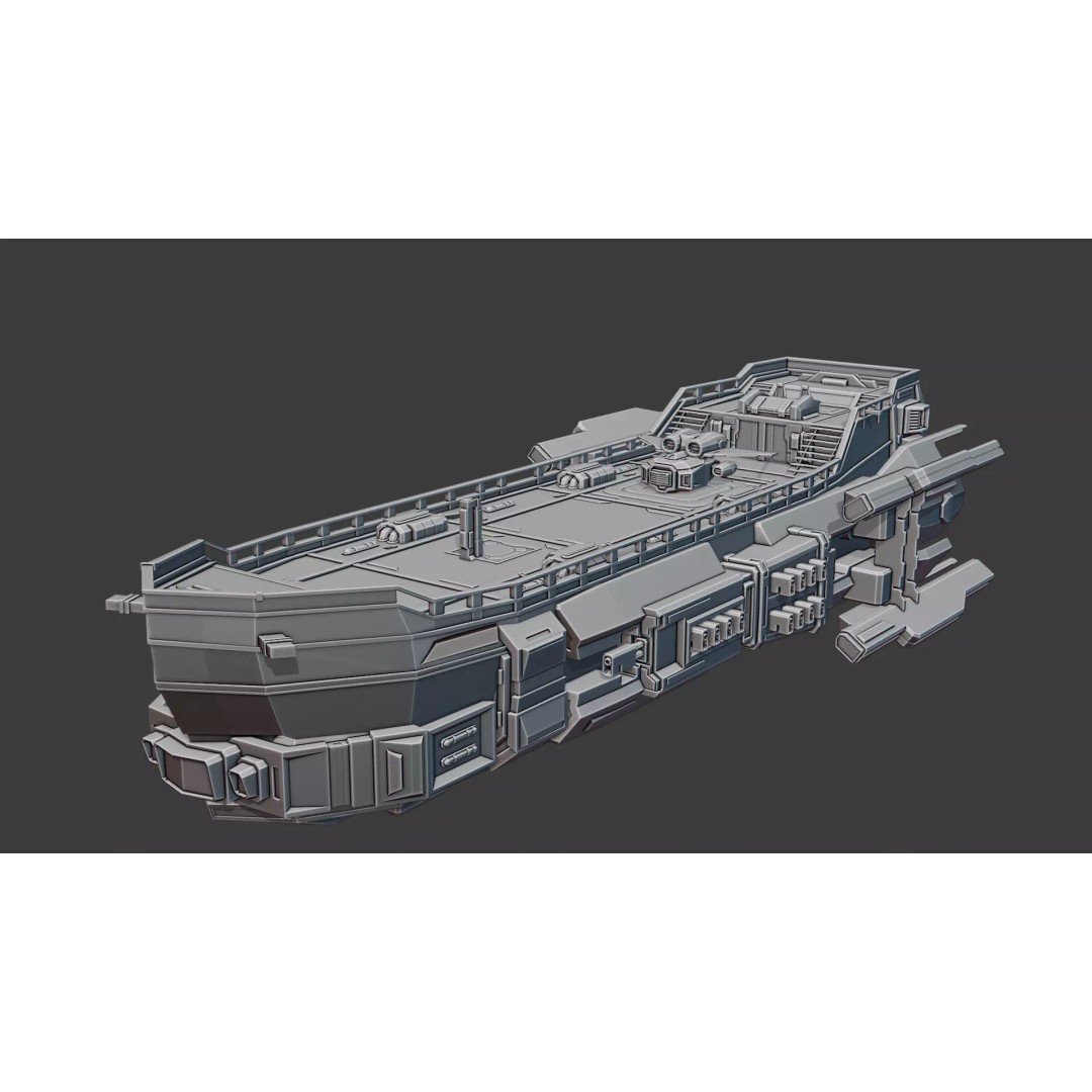 Stylized Sci-fi Pirate Ship 3D Model – Low Poly Modular Game Asset, FBX - View 8