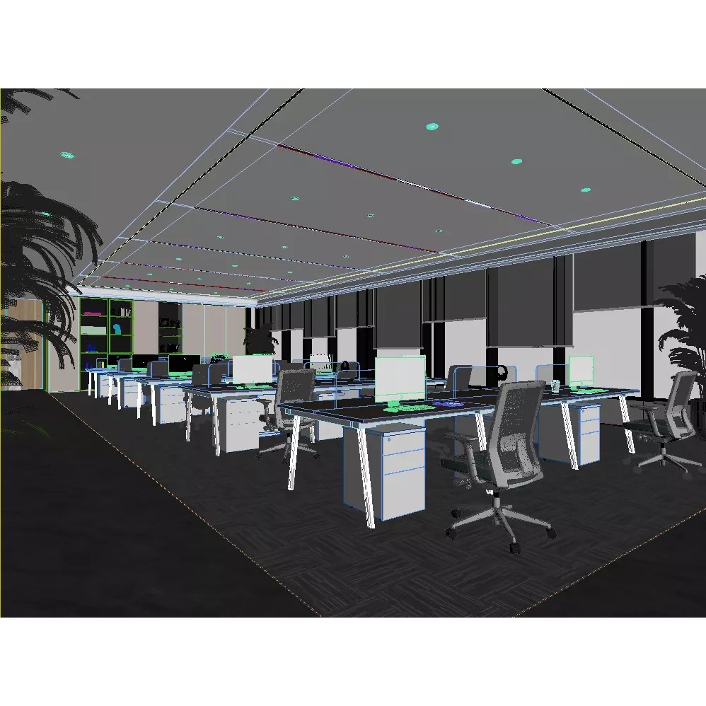Modern Office 3D Model – Minimalist Open Plan Design, FBX & OBJ
