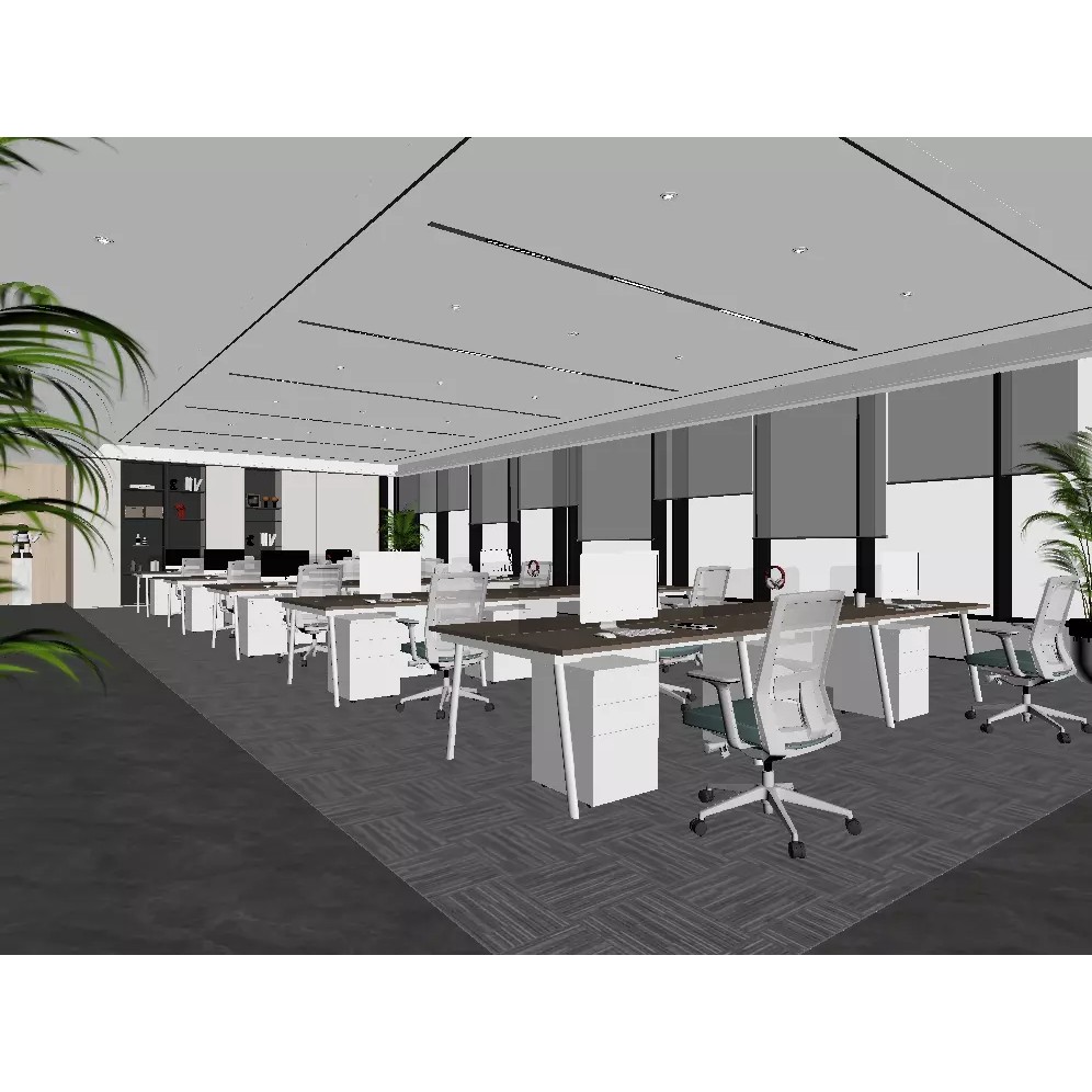 Modern Office 3D Model – Minimalist Open Plan Design, FBX & OBJ - View 3