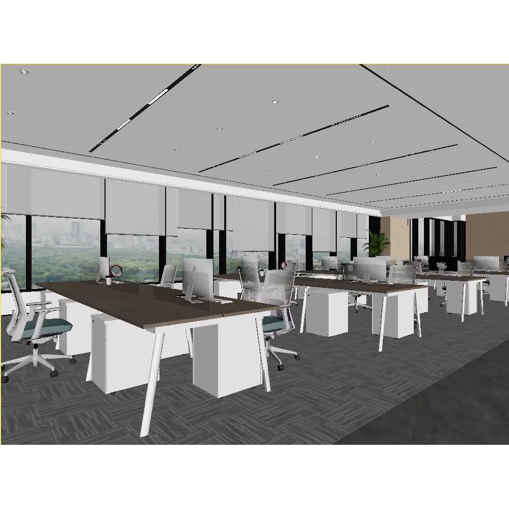 Modern Office 3D Model – Minimalist Open Plan Design, FBX & OBJ - View 4