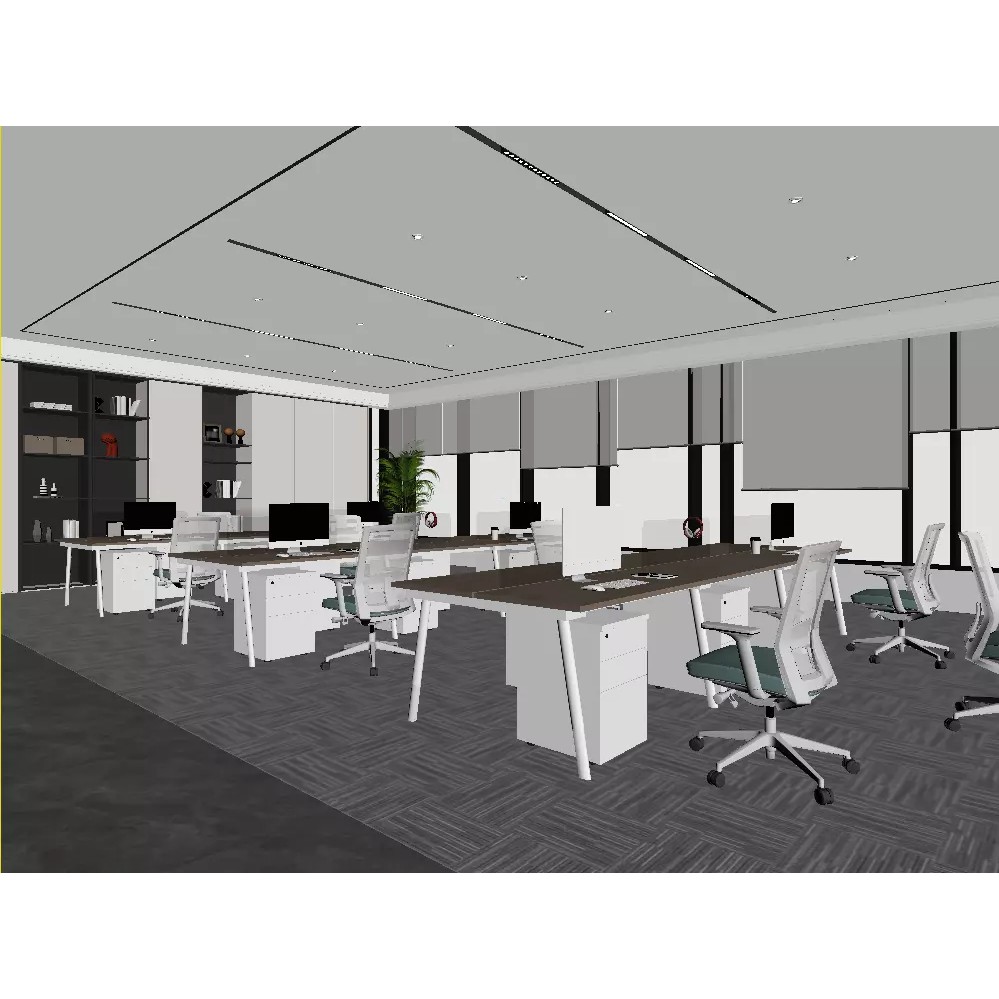 Modern Office 3D Model – Minimalist Open Plan Design, FBX & OBJ - View 5