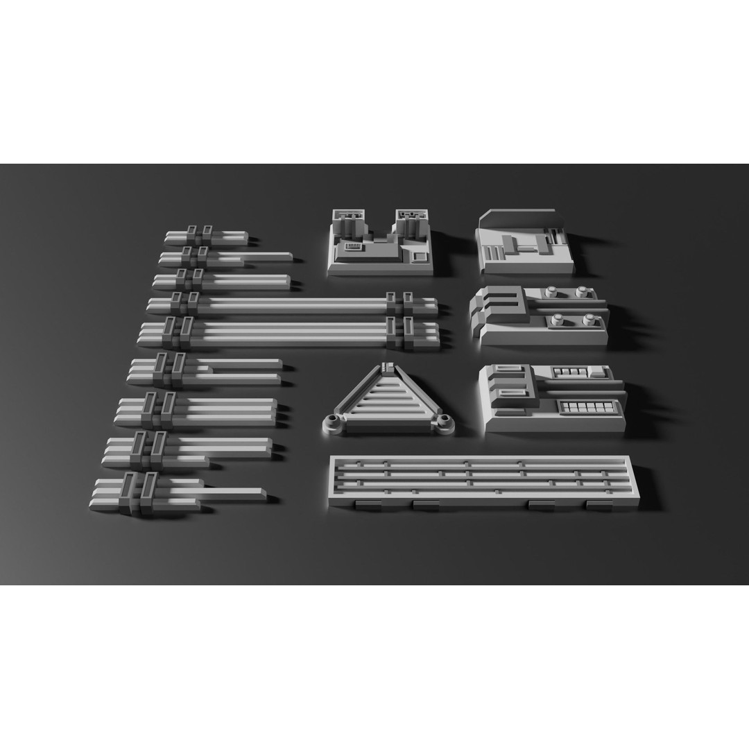 Sci-Fi Greebles Pack 2 3D Model – Detailed Industrial Assets, PBR, Blender