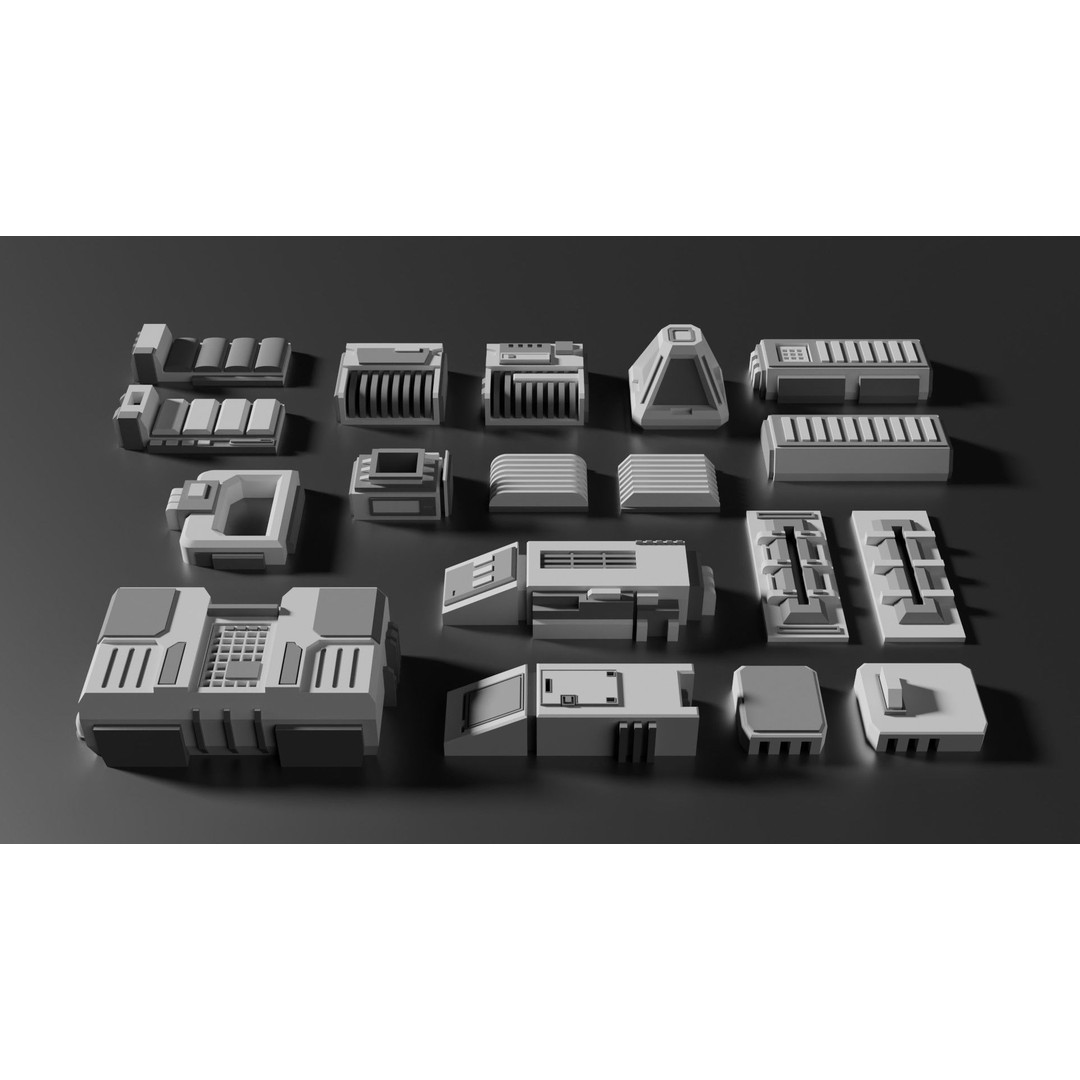Sci-Fi Greebles Pack 2 3D Model – Detailed Industrial Assets, PBR, Blender - View 4