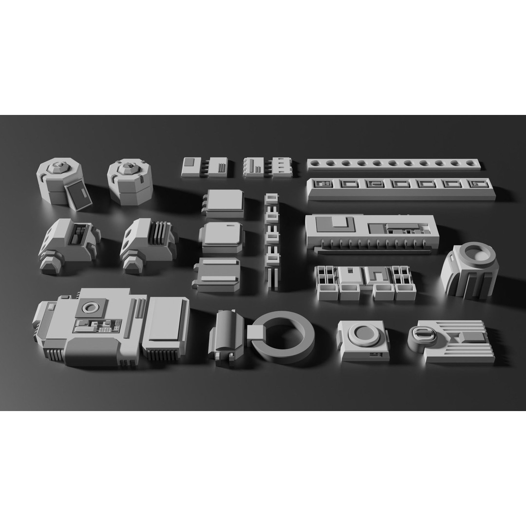 Sci-Fi Greebles Pack 2 3D Model – Detailed Industrial Assets, PBR, Blender - View 5