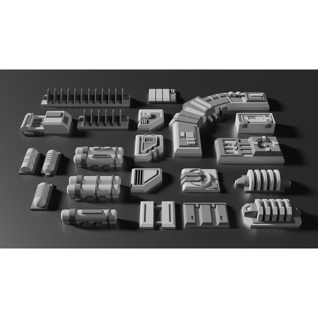 Sci-Fi Greebles Pack 2 3D Model – Detailed Industrial Assets, PBR, Blender - View 6