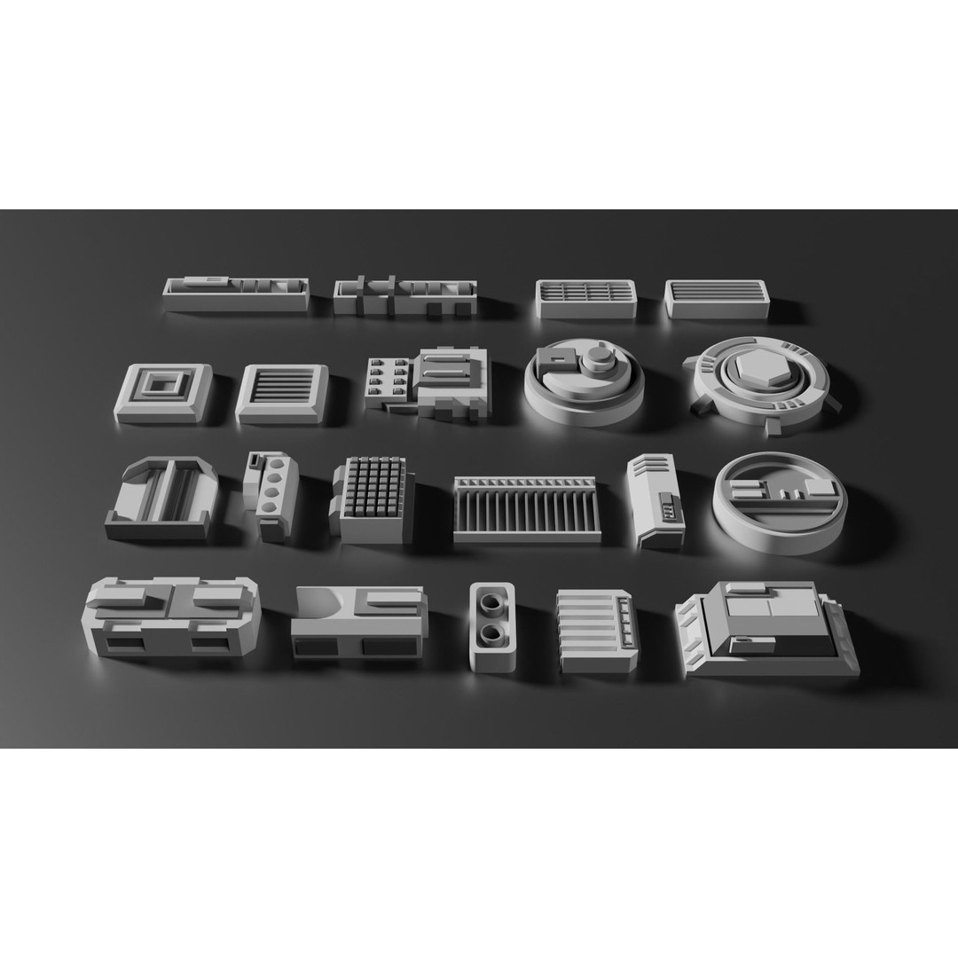 Sci-Fi Greebles Pack 2 3D Model – Detailed Industrial Assets, PBR, Blender - View 7