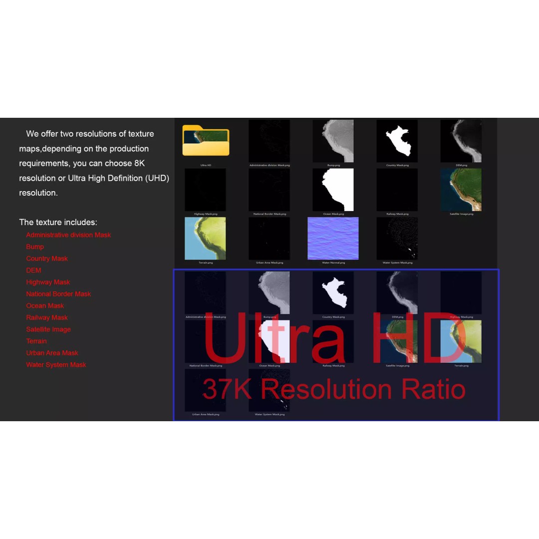 Peru Map 3D Model – Realistic Satellite Terrain with Elevation Data, FBX, OBJ