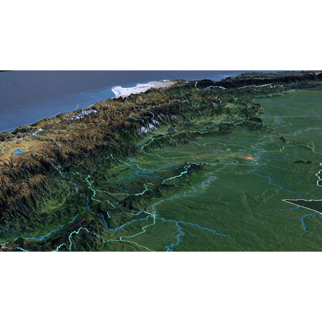Peru Map 3D Model – Realistic Satellite Terrain with Elevation Data, FBX, OBJ - View 10