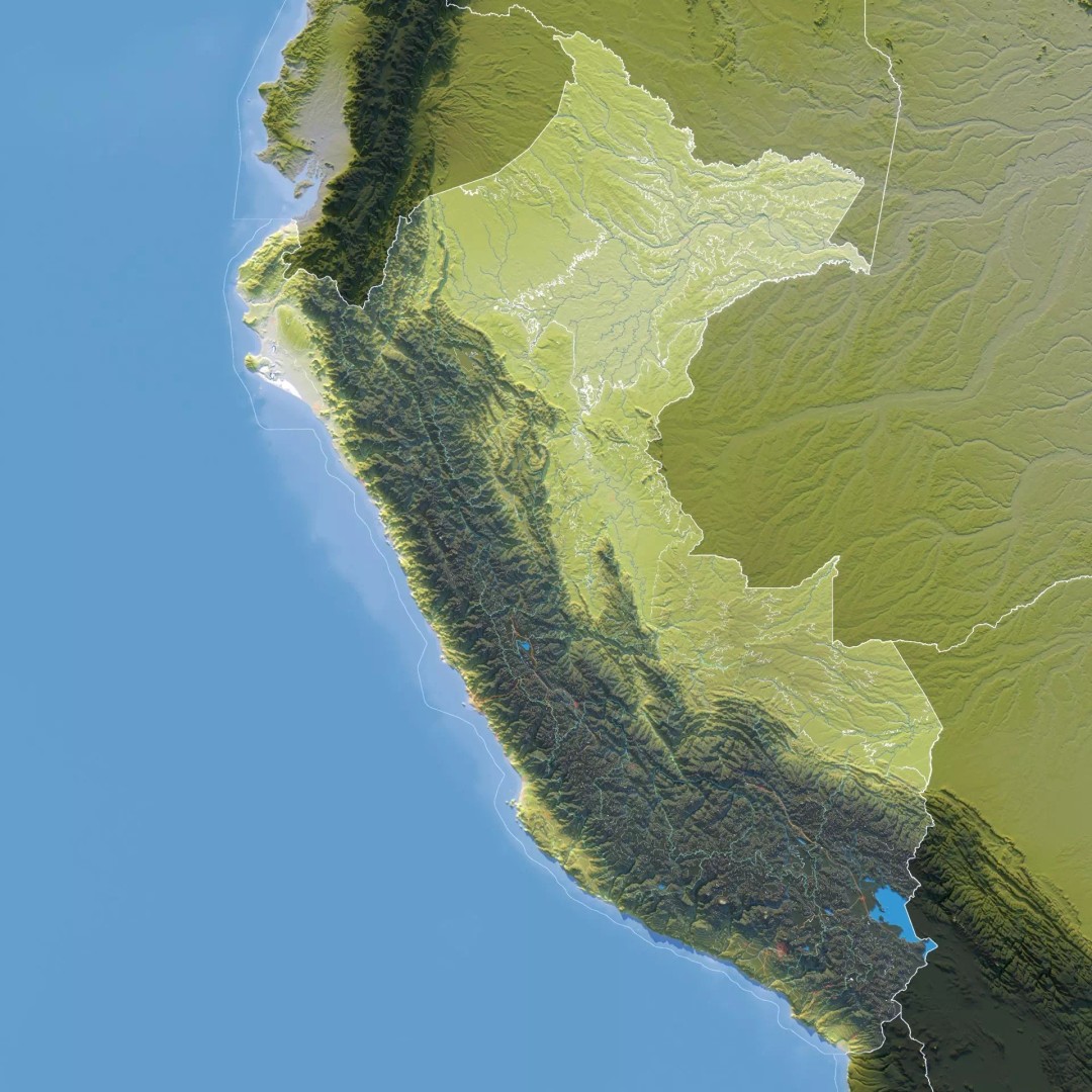 Peru Map 3D Model – Realistic Satellite Terrain with Elevation Data, FBX, OBJ - View 11
