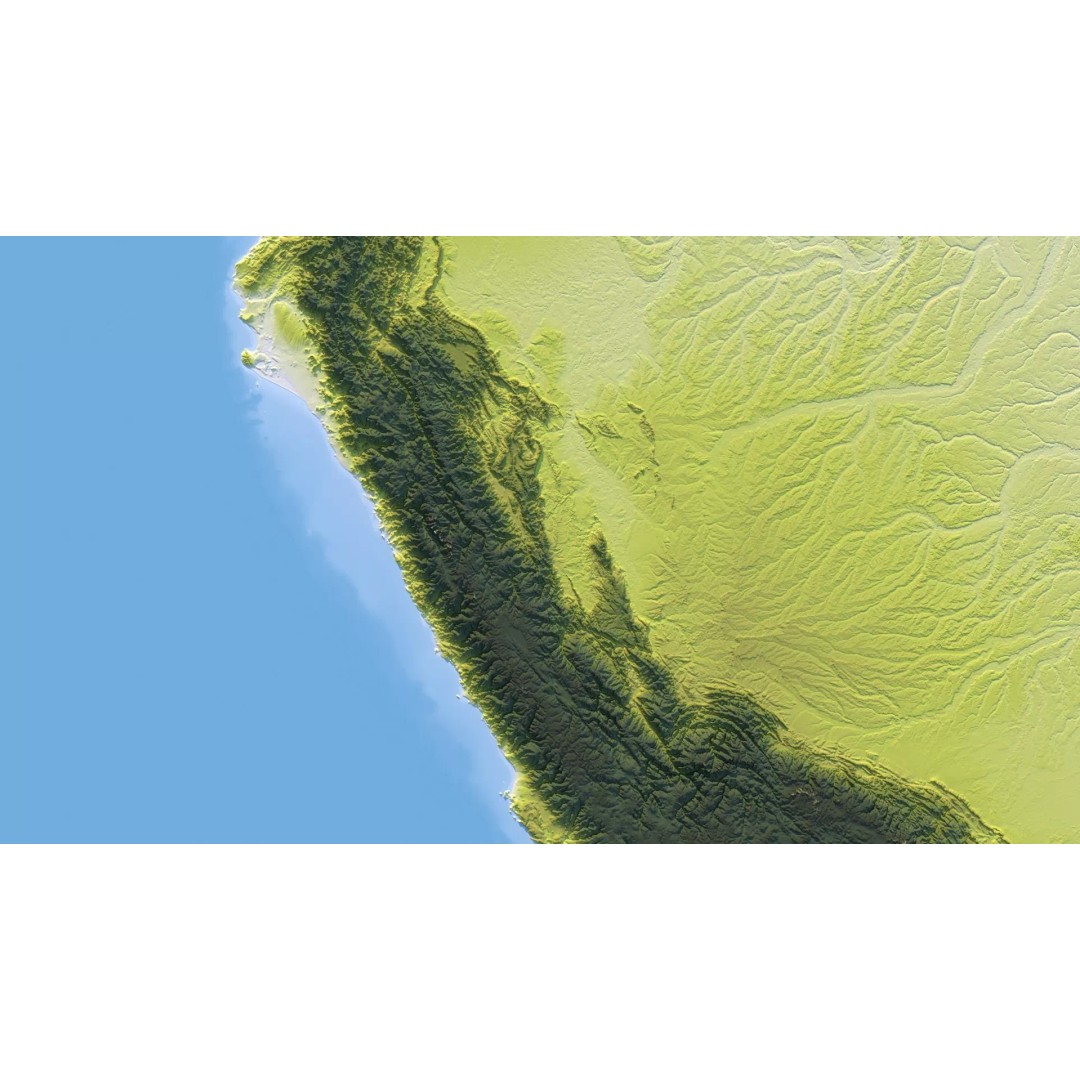 Peru Map 3D Model – Realistic Satellite Terrain with Elevation Data, FBX, OBJ - View 12