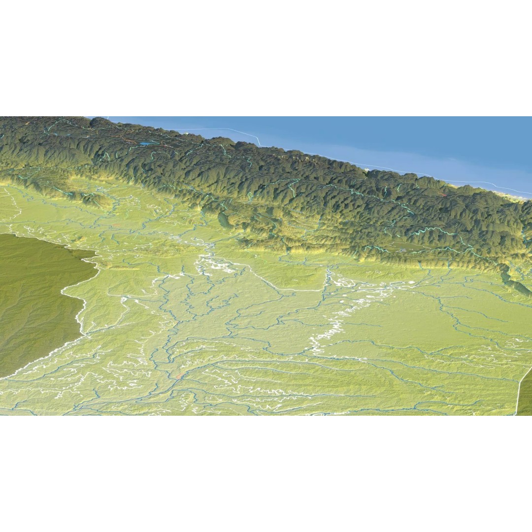 Peru Map 3D Model – Realistic Satellite Terrain with Elevation Data, FBX, OBJ - View 17