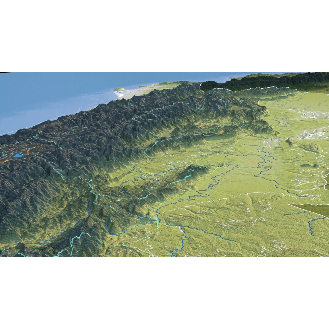 Peru Map 3D Model – Realistic Satellite Terrain with Elevation Data, FBX, OBJ - View 19