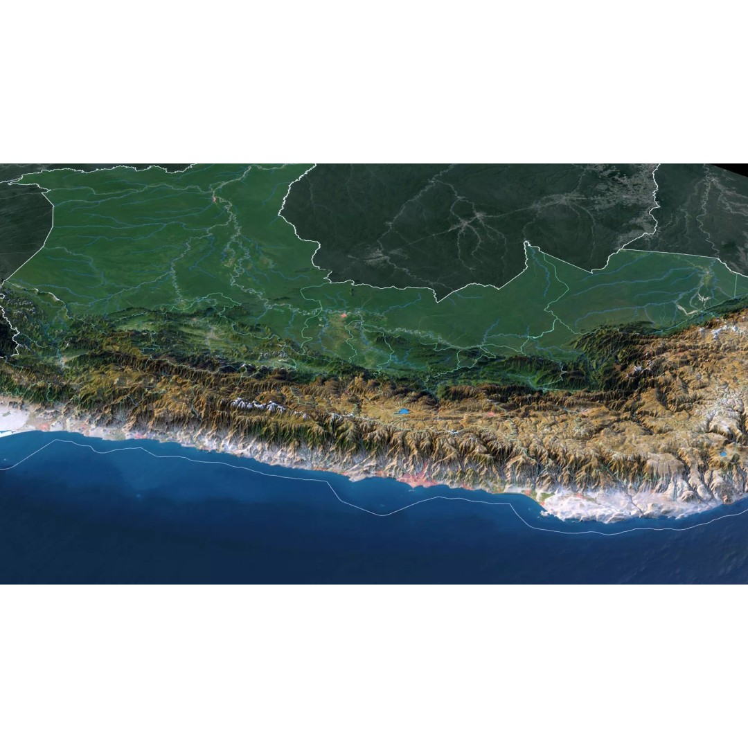 Peru Map 3D Model – Realistic Satellite Terrain with Elevation Data, FBX, OBJ - View 5