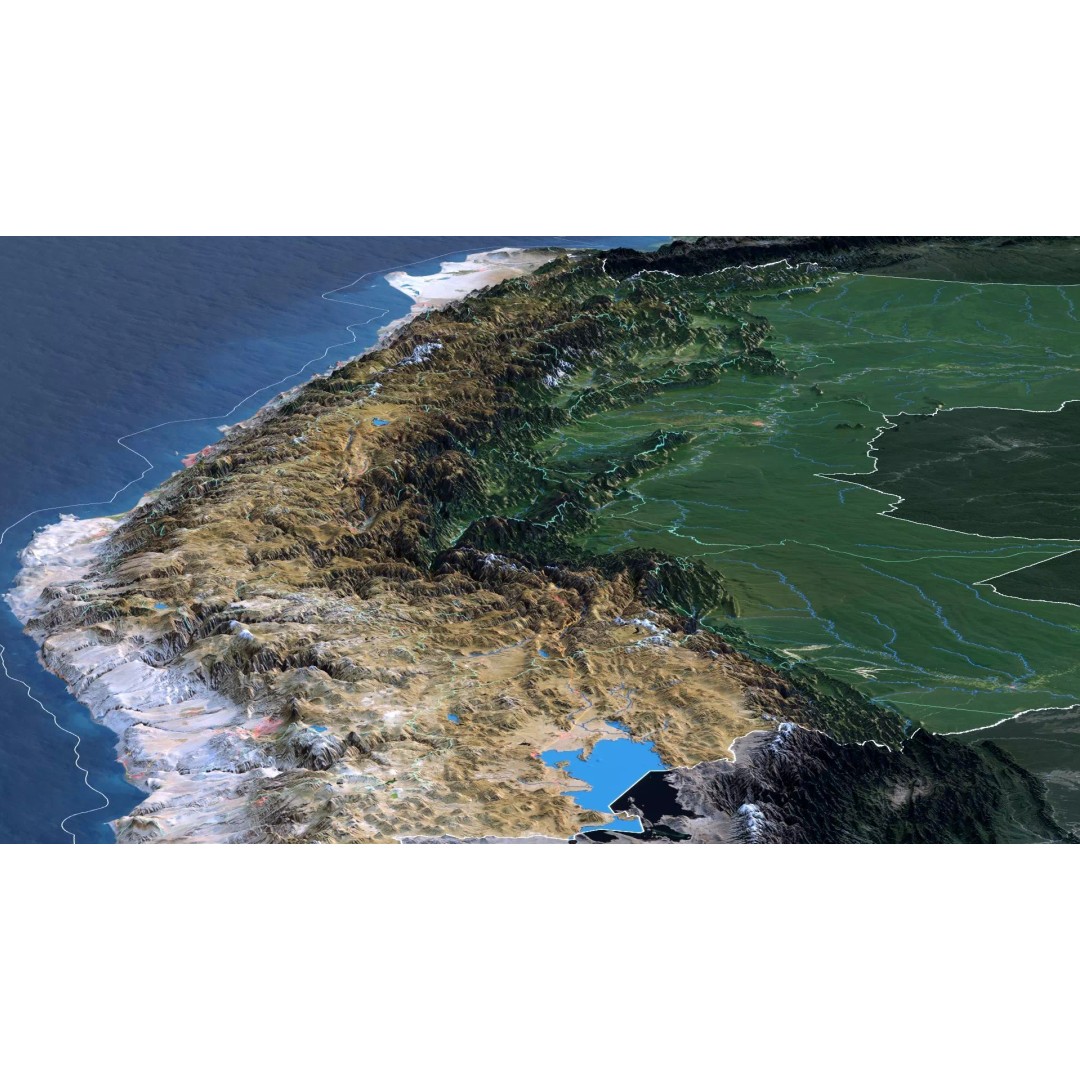 Peru Map 3D Model – Realistic Satellite Terrain with Elevation Data, FBX, OBJ - View 6