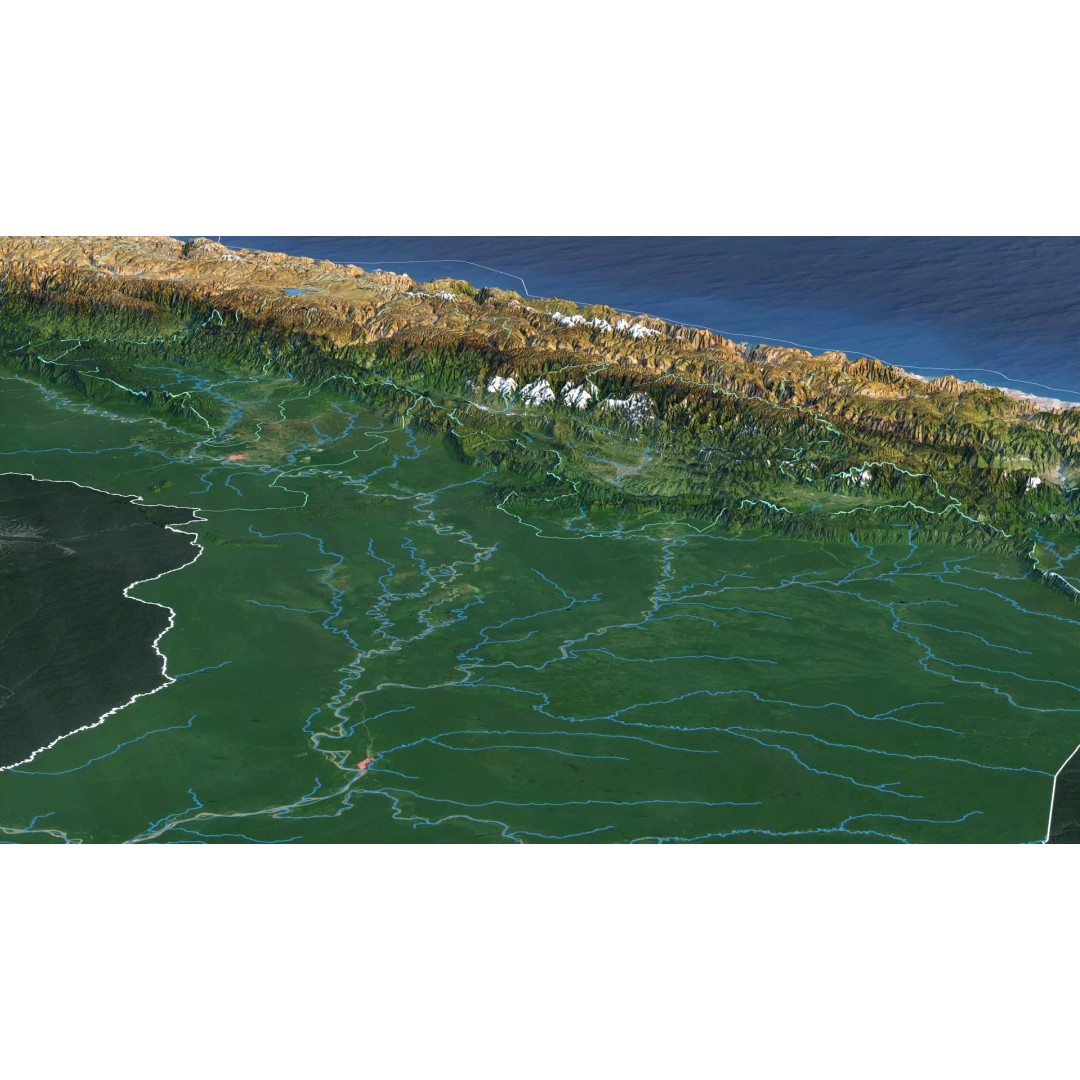 Peru Map 3D Model – Realistic Satellite Terrain with Elevation Data, FBX, OBJ - View 8