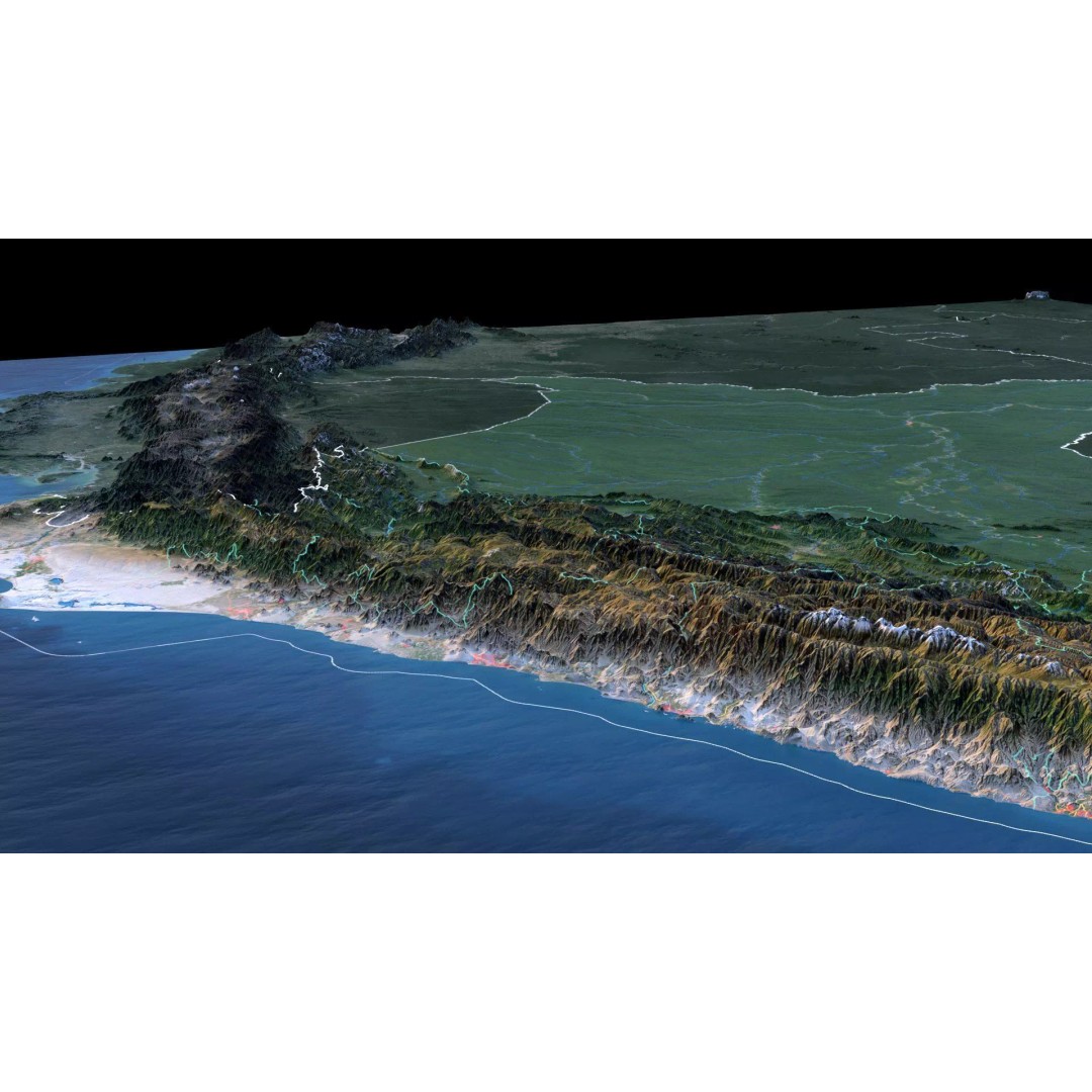 Peru Map 3D Model – Realistic Satellite Terrain with Elevation Data, FBX, OBJ - View 9