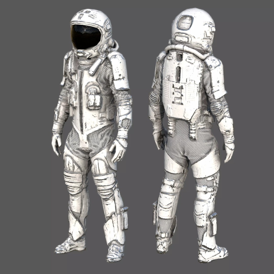 Futuristic Astronaut Space Suit 3D Model – Low Poly Game-Ready Asset, FBX