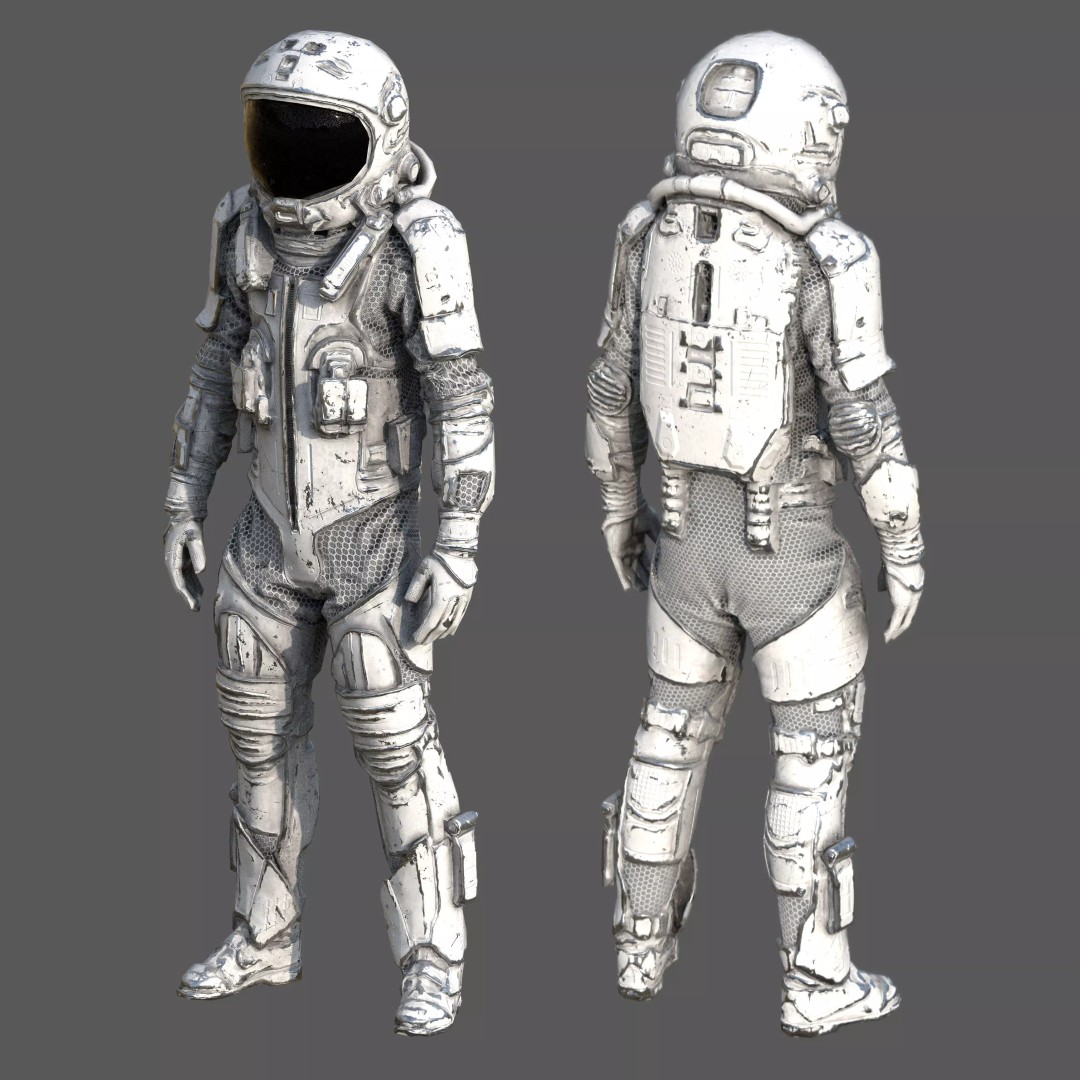 Futuristic Astronaut Space Suit 3D Model – Low Poly Game-Ready Asset, FBX - View 2