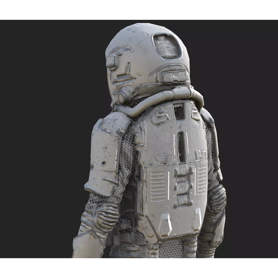 Futuristic Astronaut Space Suit 3D Model – Low Poly Game-Ready Asset, FBX - View 3
