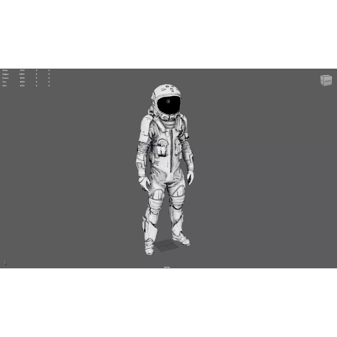 Futuristic Astronaut Space Suit 3D Model – Low Poly Game-Ready Asset, FBX - View 4