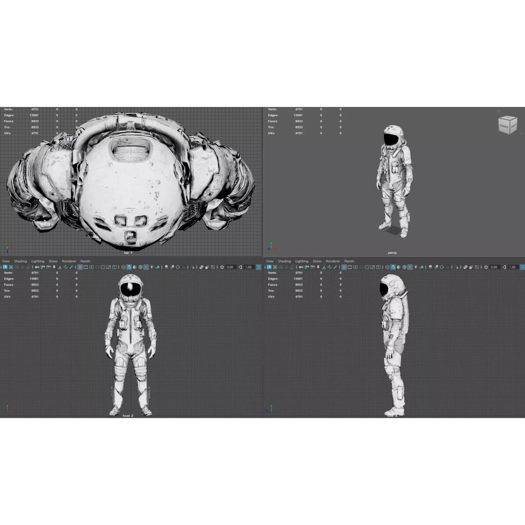 Futuristic Astronaut Space Suit 3D Model – Low Poly Game-Ready Asset, FBX - View 7