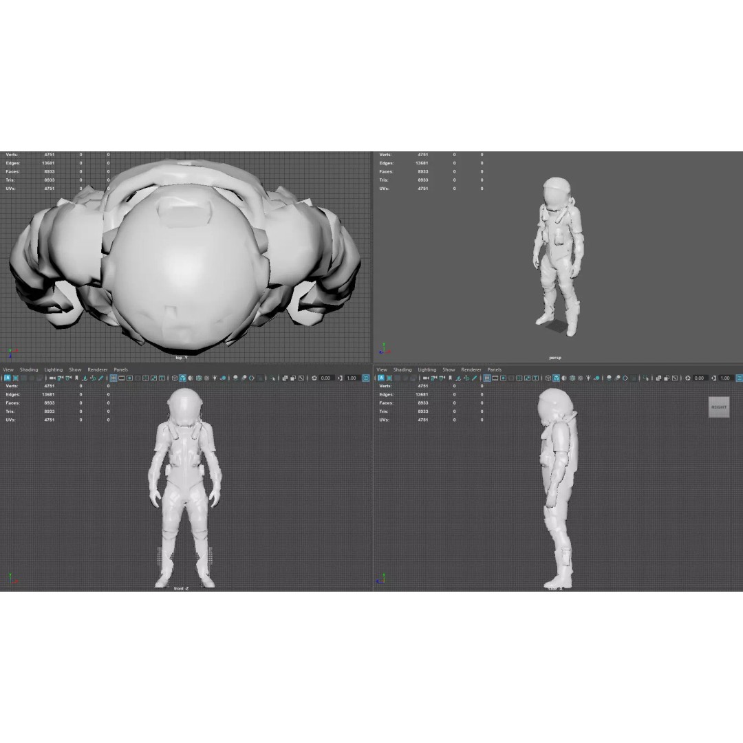 Futuristic Astronaut Space Suit 3D Model – Low Poly Game-Ready Asset, FBX - View 8