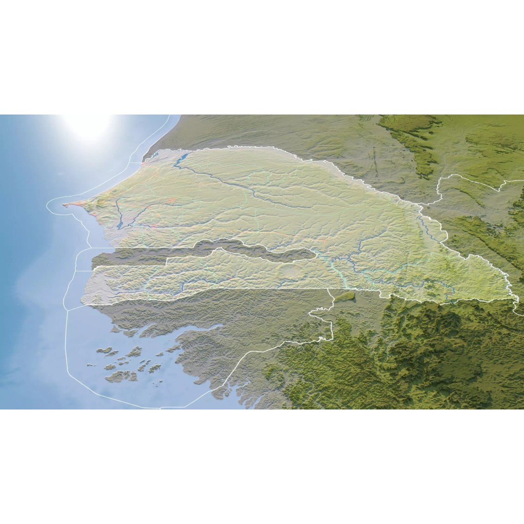 Senegal Map 3D Model – Realistic Satellite Terrain, FBX, OBJ - View 12