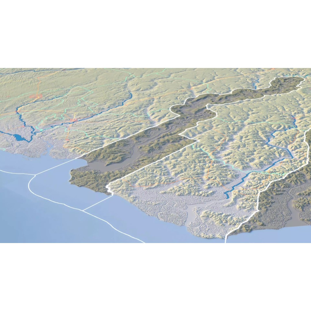 Senegal Map 3D Model – Realistic Satellite Terrain, FBX, OBJ - View 13