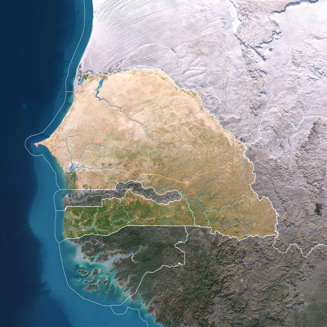 Senegal Map 3D Model – Realistic Satellite Terrain, FBX, OBJ - View 3