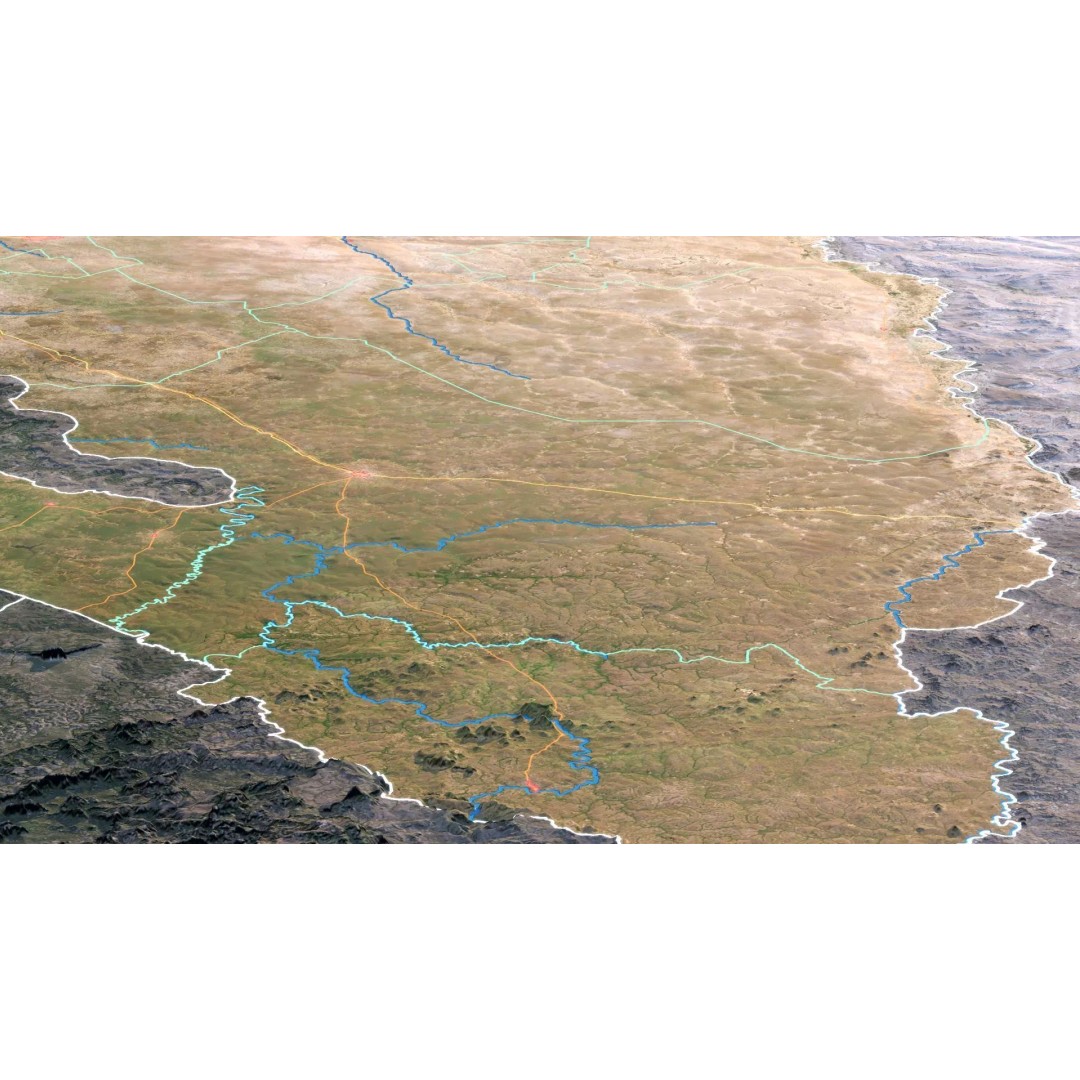 Senegal Map 3D Model – Realistic Satellite Terrain, FBX, OBJ - View 6