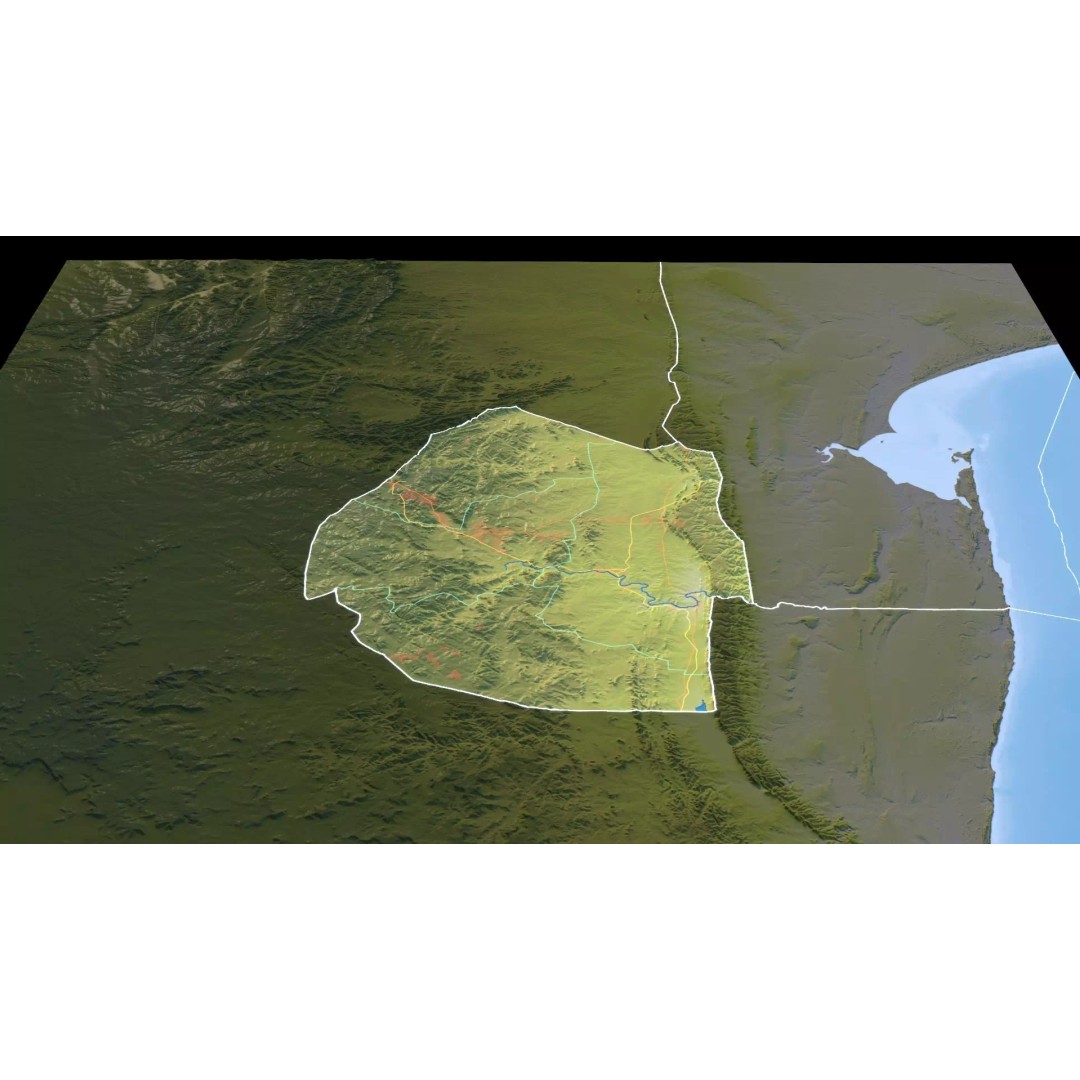 Eswatini Map 3D Model – Realistic Satellite Terrain with Textures, FBX, OBJ - View 12