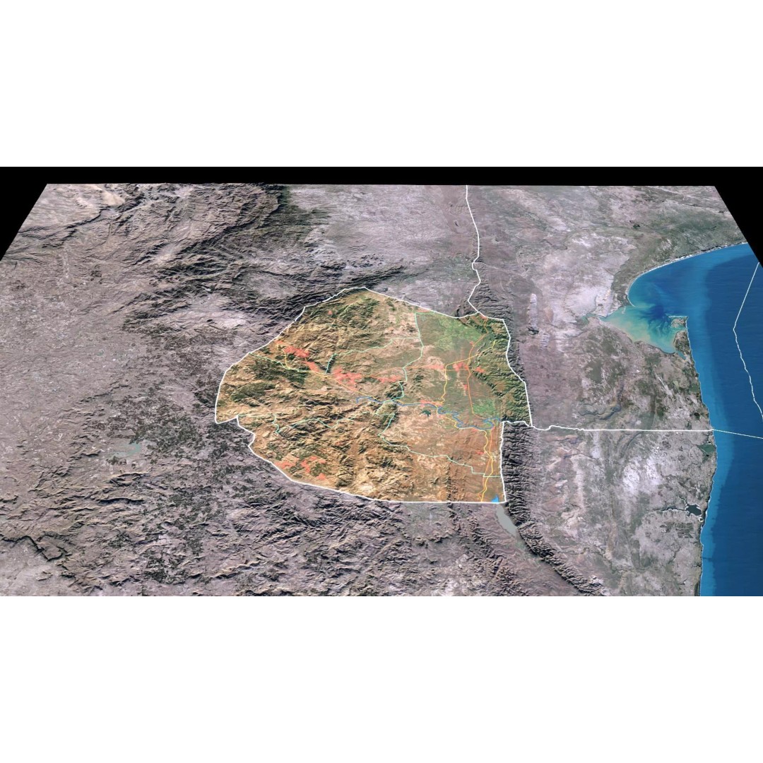 Eswatini Map 3D Model – Realistic Satellite Terrain with Textures, FBX, OBJ - View 4