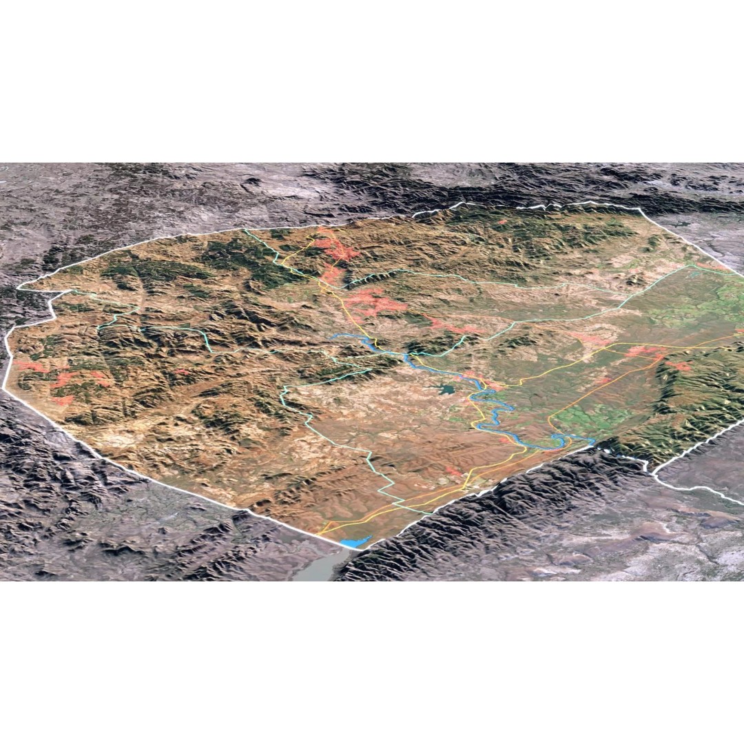 Eswatini Map 3D Model – Realistic Satellite Terrain with Textures, FBX, OBJ - View 6