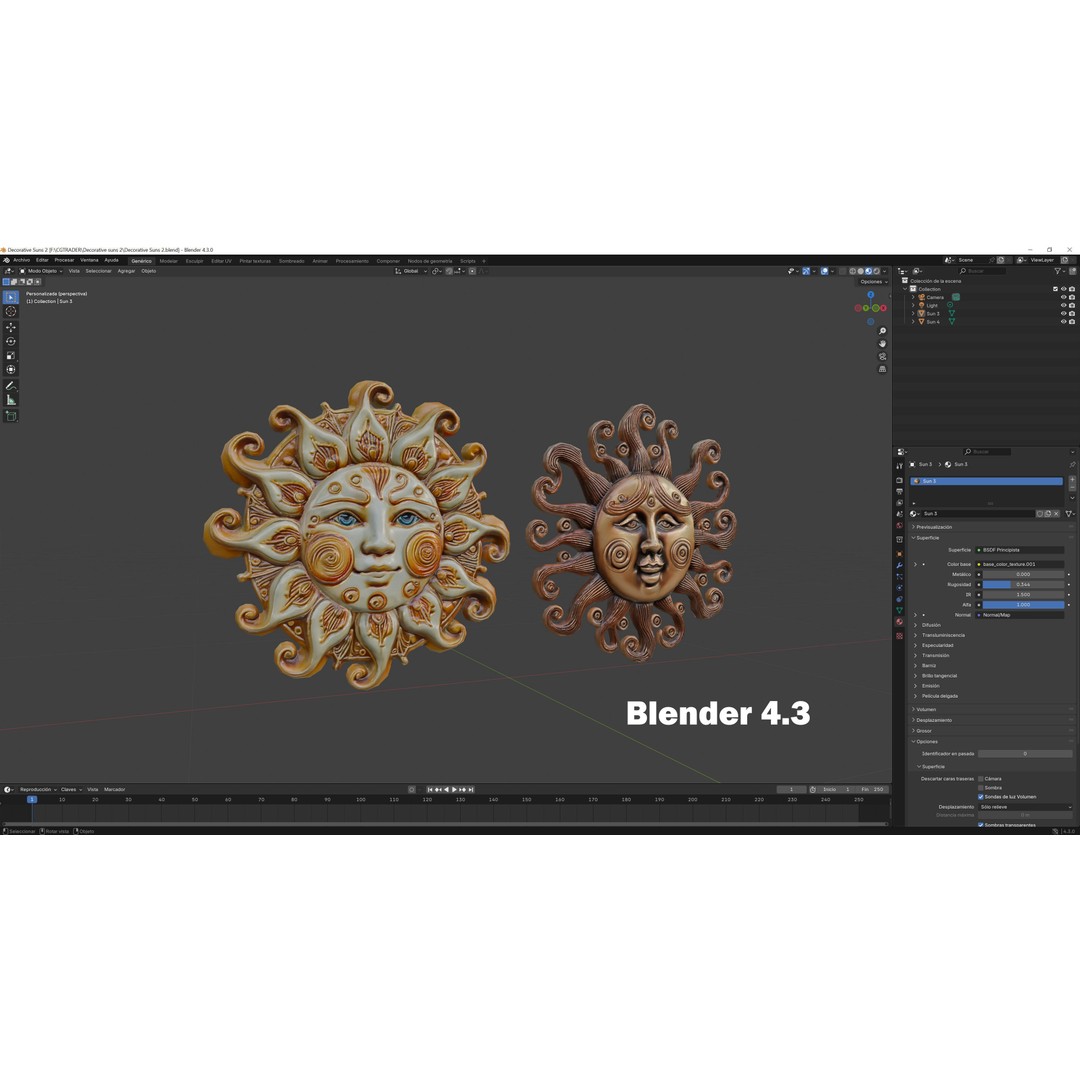 Decorative Suns 3D Model – Low Poly Art Asset, FBX, OBJ, Blender