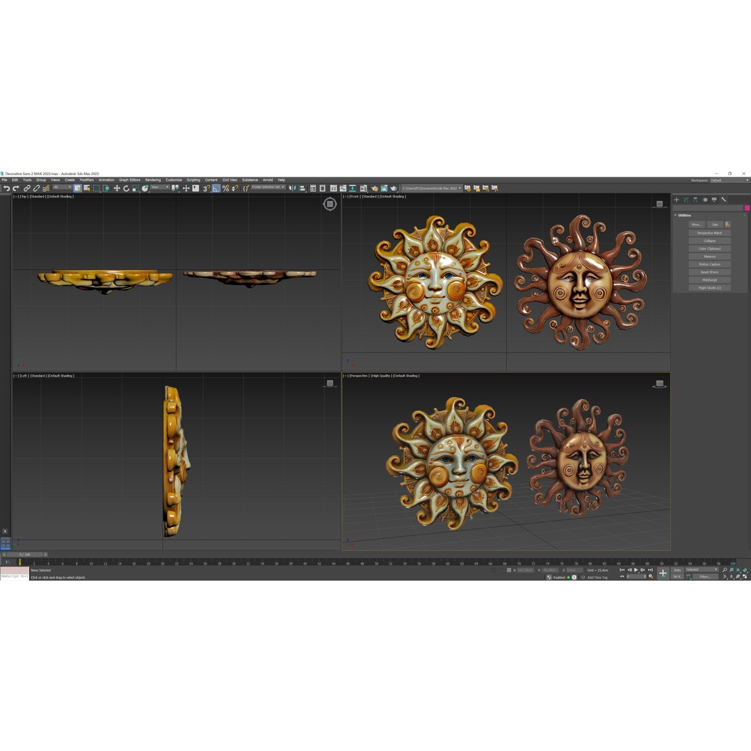 Decorative Suns 3D Model – Low Poly Art Asset, FBX, OBJ, Blender - View 11