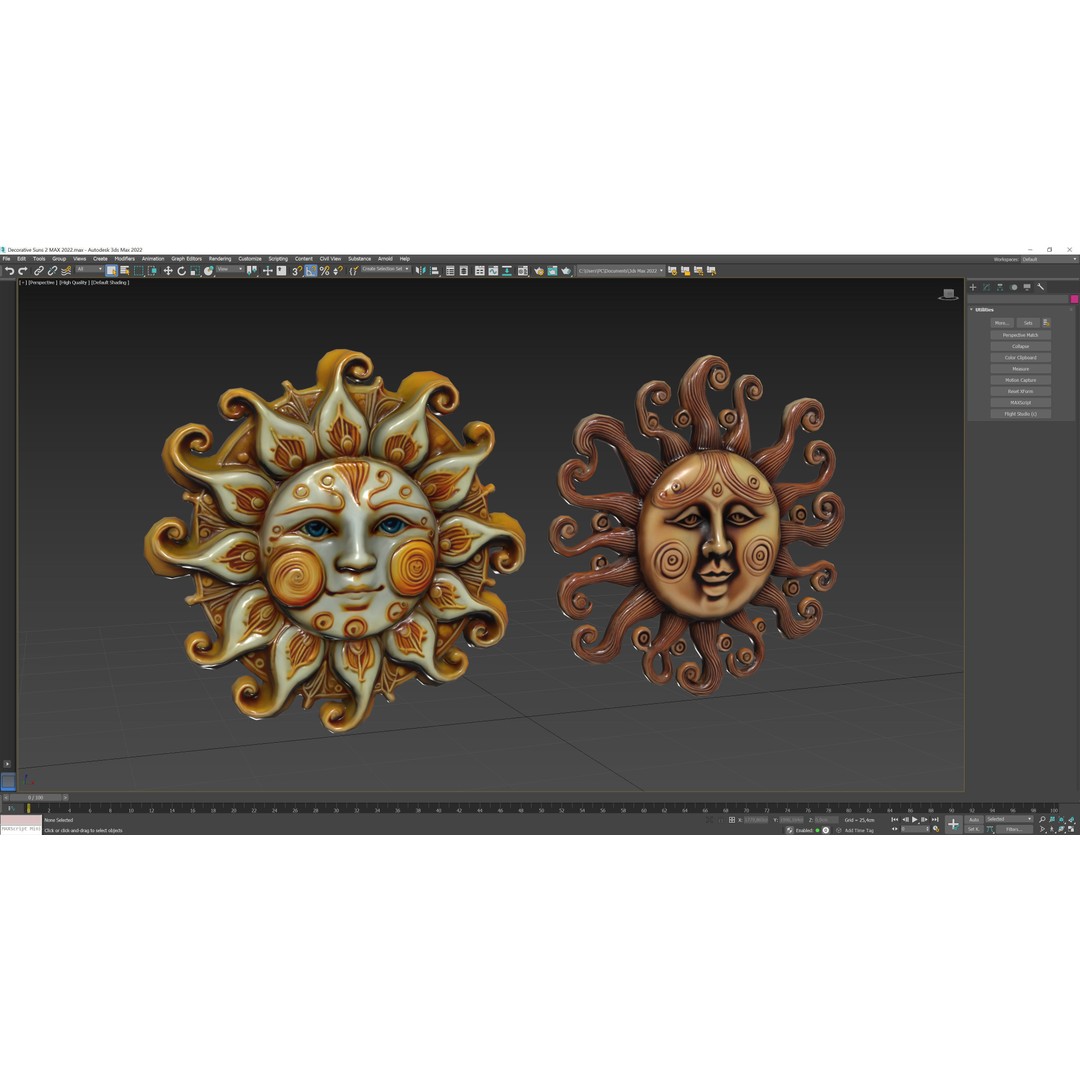 Decorative Suns 3D Model – Low Poly Art Asset, FBX, OBJ, Blender - View 12